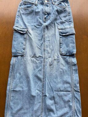 Angel Kiss blue denim cargo long skirt size 1/25